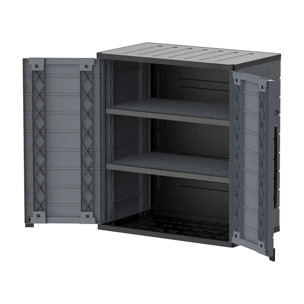 Duramax cedargrain short storage cabinet 2x adjustable shelves-grey