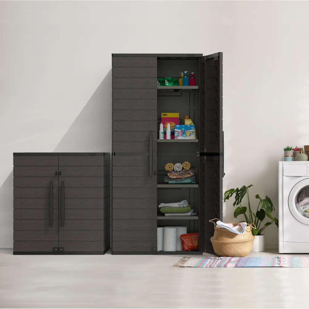 Duramax cedargrain tall storage cabinet 4x adjustable shelves-brown