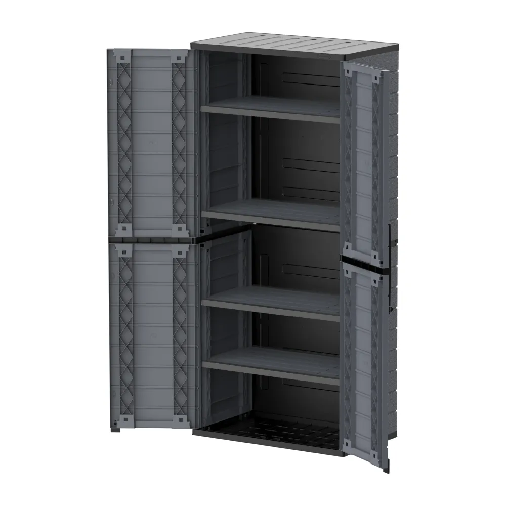 Duramax cedargrain tall storage cabinet 4x adjustable shelves-grey