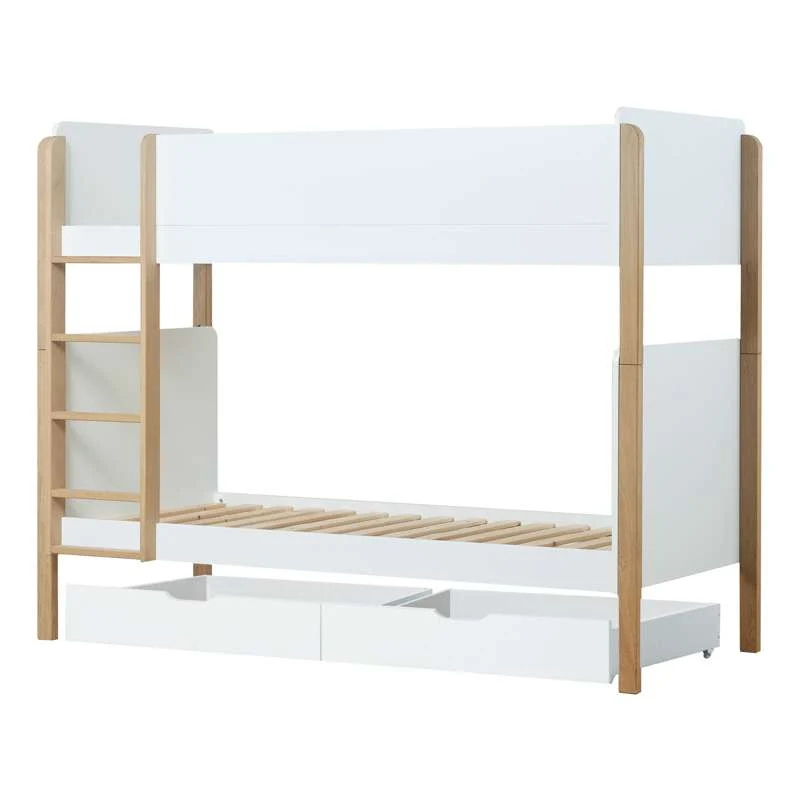 Hoppekids BLEND - 2-v-1 Patrová postel m. Šuplíky - 90x200 cm - Bukové dřevo