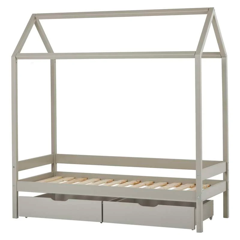 Hoppekids ECO Comfort - Domečková postel m. Sada zásuvek - 70x160 cm. - Dove Grey