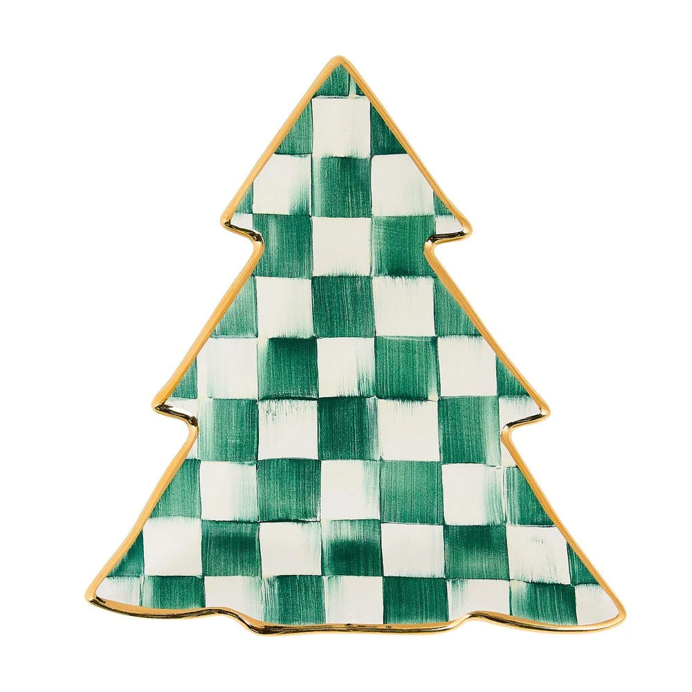 Keramický podnos ve tvaru stromečku Spruce Check od MacKenzie-Childs