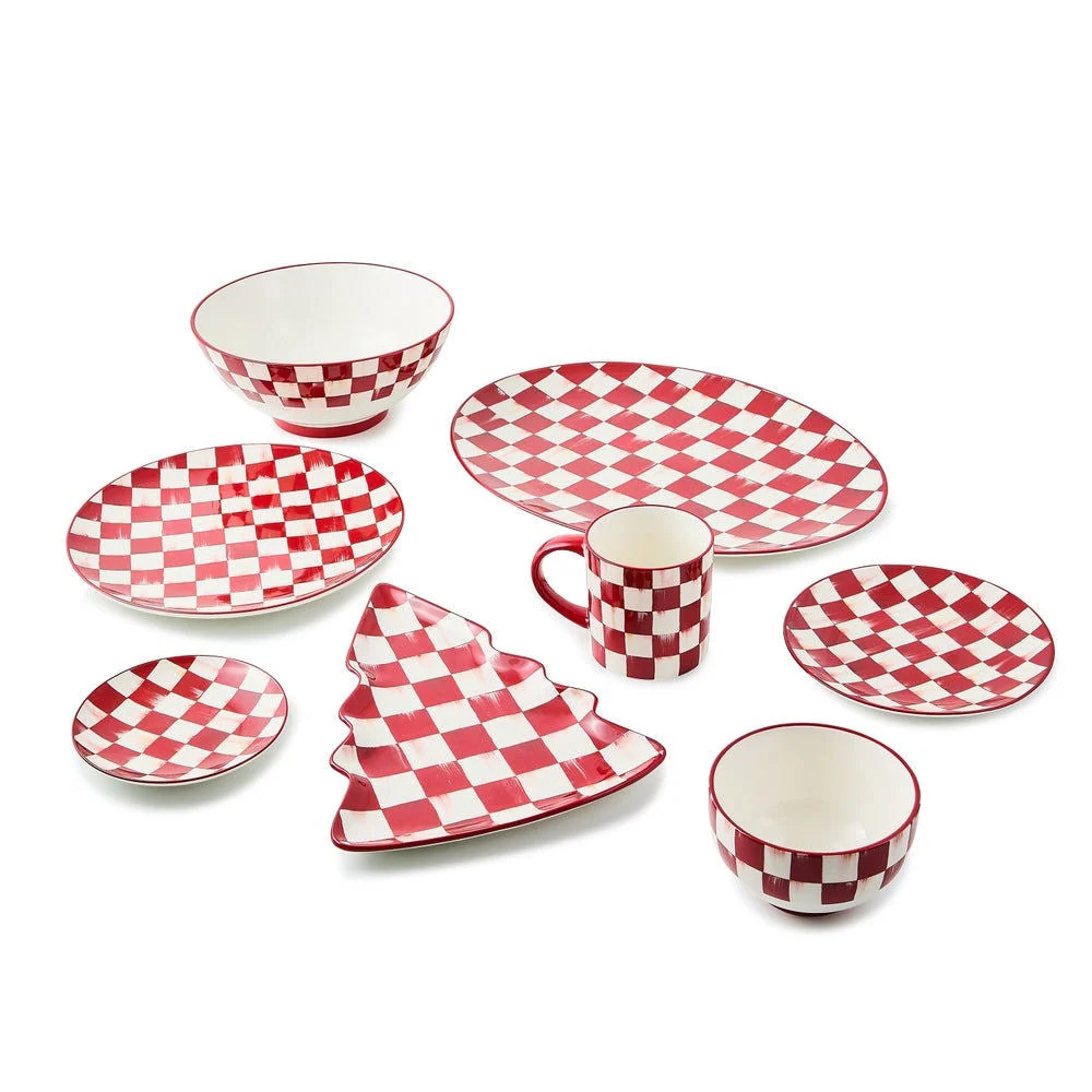Vánoční tácek ve tvaru stromu Cherry Check od MacKenzie-Childs
