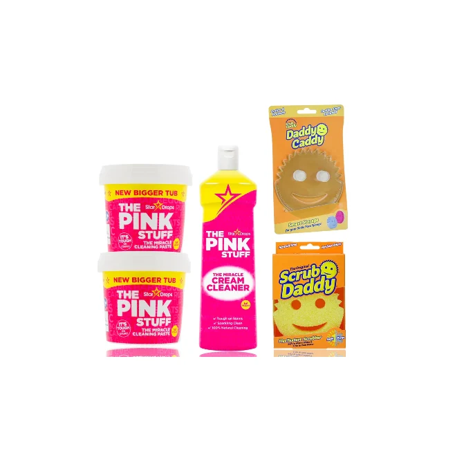 Balíček na čištění - Scrub Daddy, Daddy Caddy, Pink Stuff Pasta, krémový čistič