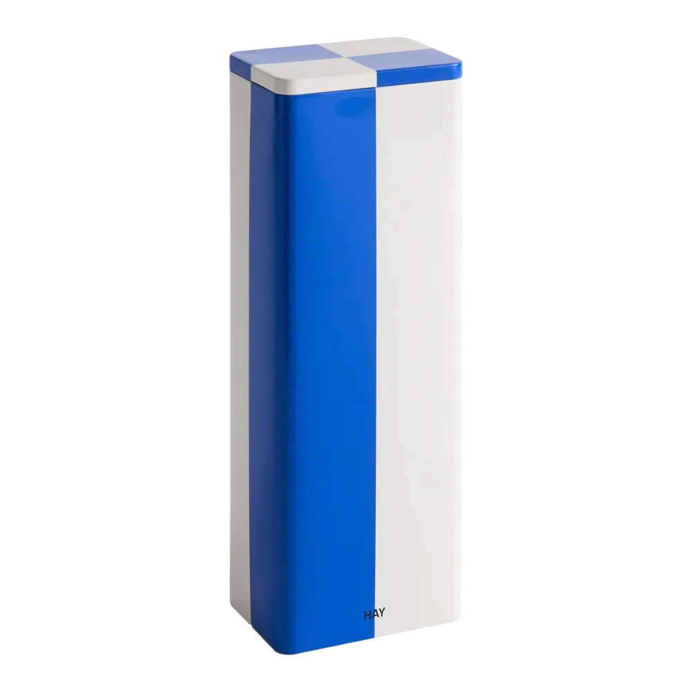 Plechová dóza Tin, Slim, Blue / Off-white