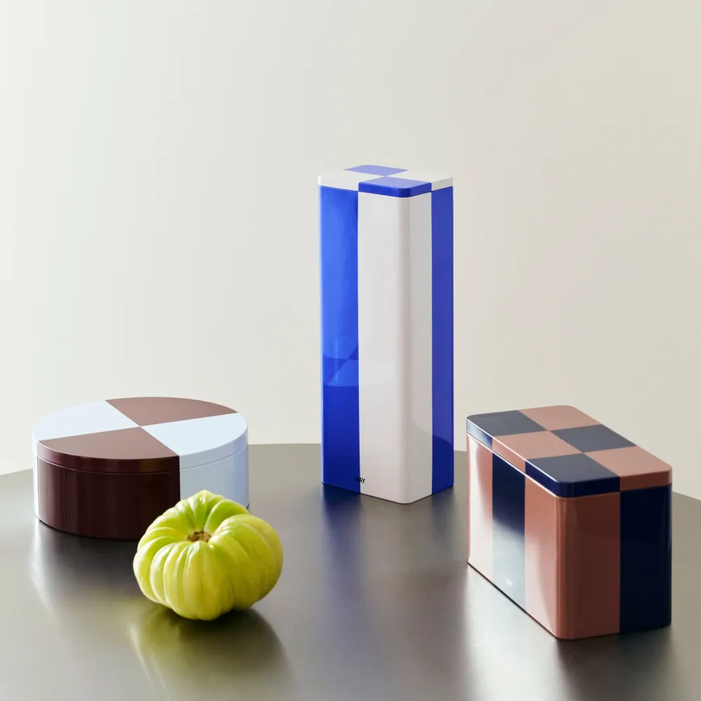 Plechová dóza Tin, Slim, Blue / Off-white