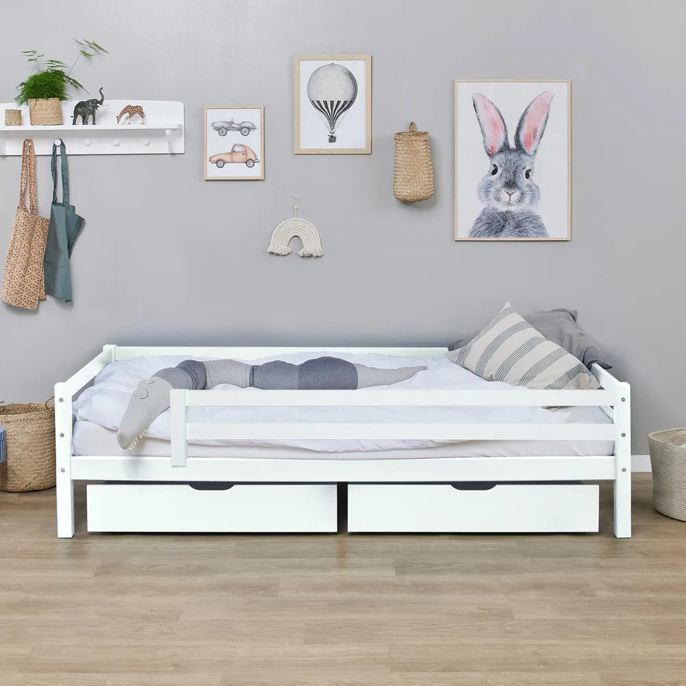 Hoppekids ECO Dream Juniorská postel 90x200 cm s šuplíky & Zábrana na postel