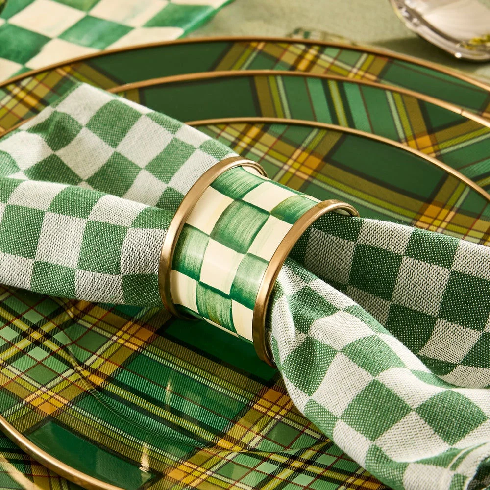 Sada 4 ks kroužků na ubrousky Emerald Check od MacKenzie-Childs
