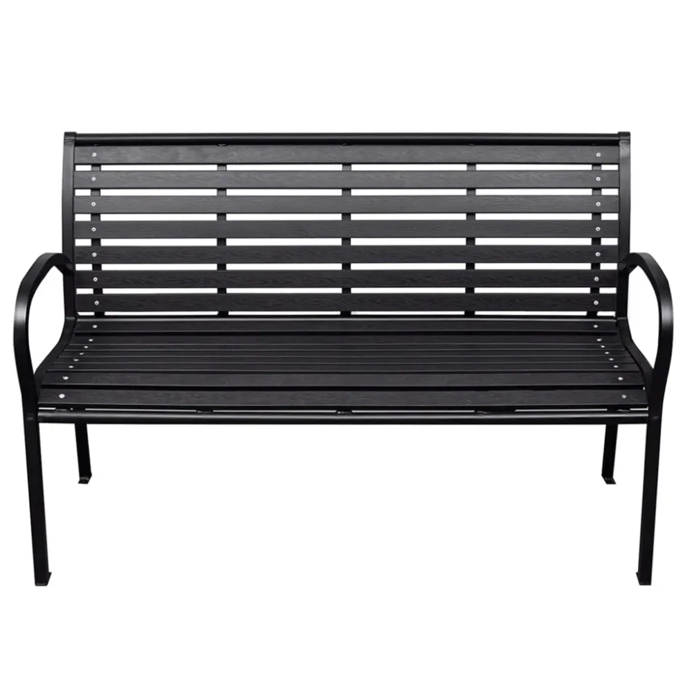 Zahradní lavice černá 116 cm ocel wpc