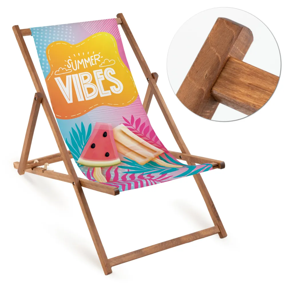 Dřevěné lehátko SUMMER VIBES – Hnědá konstrukce