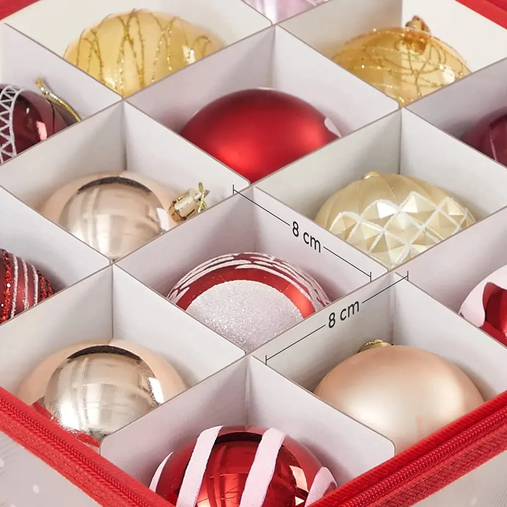 Úložné boxy pro vánoční dekorace, sada 2 ks, průhledné červené