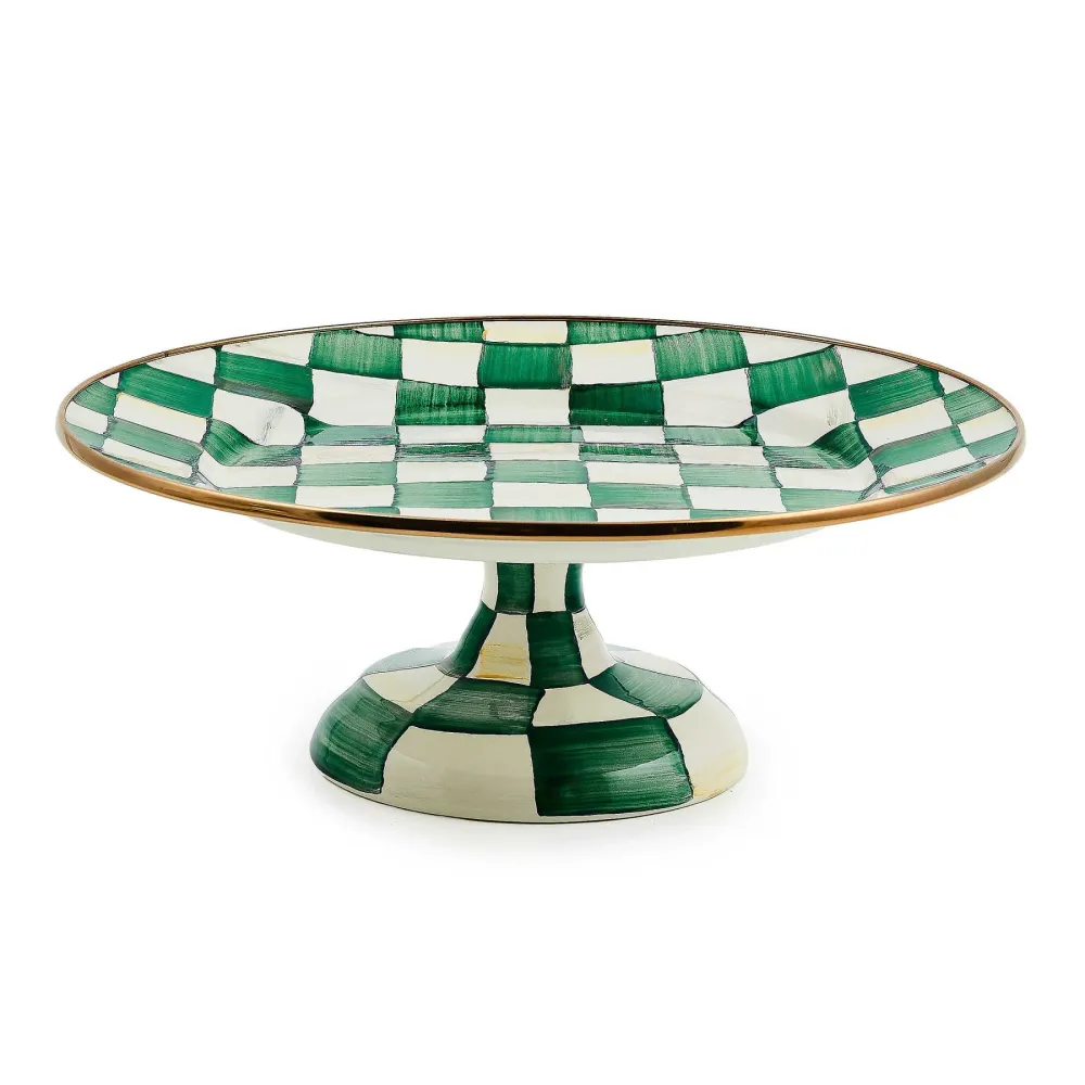 Malý servírovací podnos na nožce Emerald Check od MacKenzie-Childs