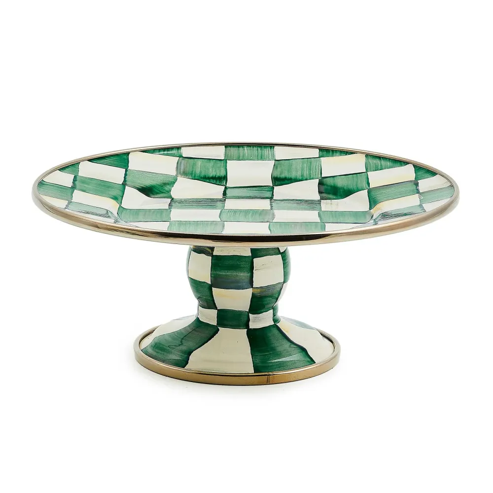Mini servírovací podnos na nožce Emerald Check od MacKenzie-Childs