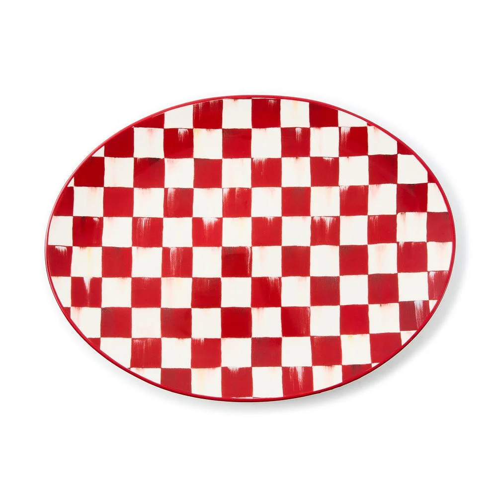 Červený servírovací tác Cherry Check od MacKenzie-Childs