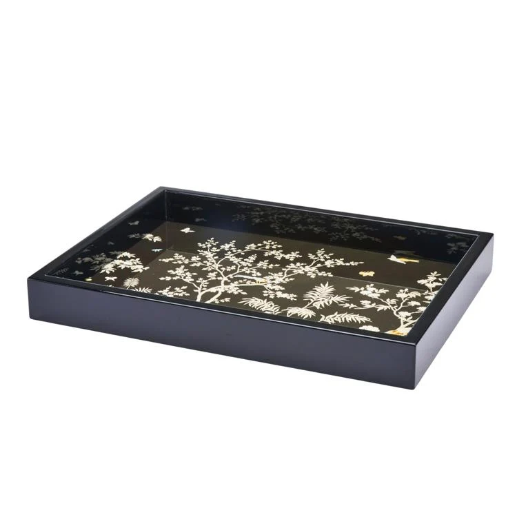Černý malý podnos Chinoiserie - limitovaná edice