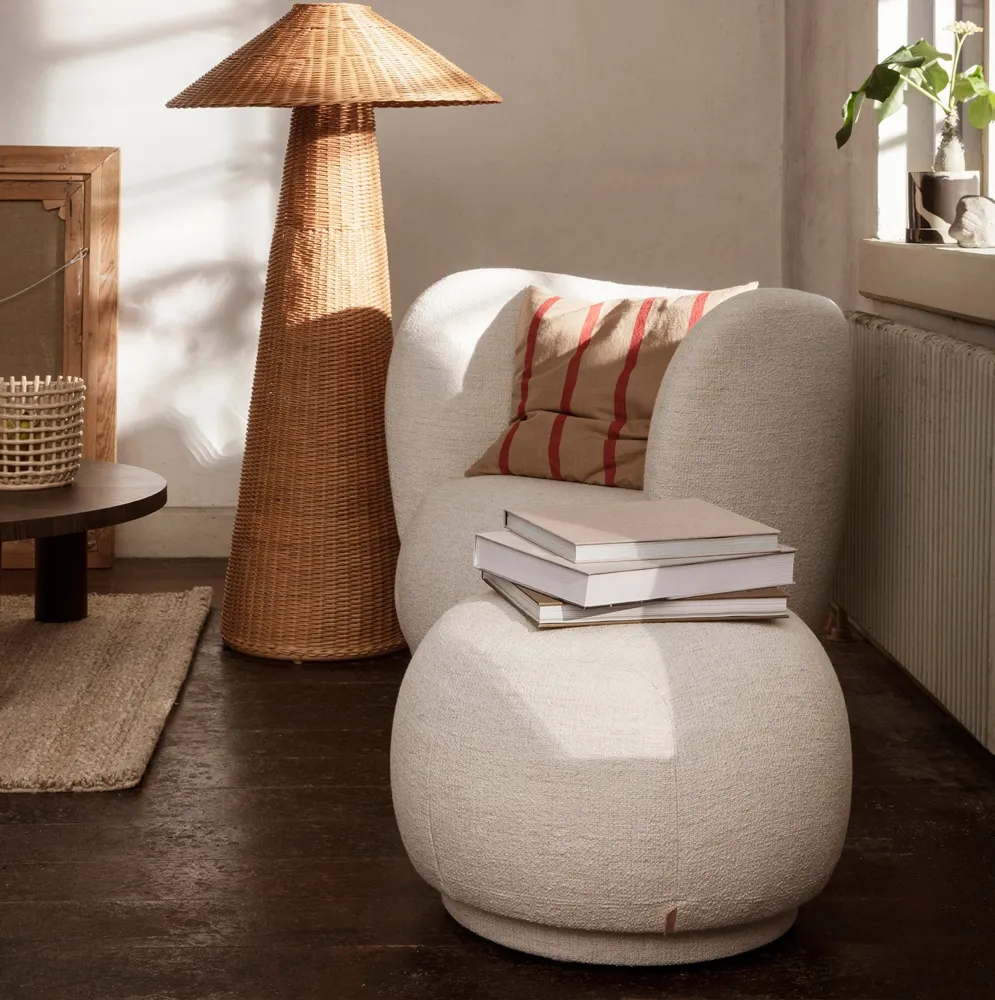 Pouf Rico, Bouclé, Off-White
