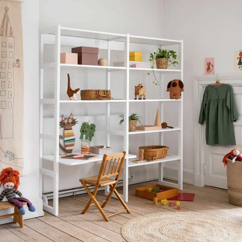 Hoppekids STOREY - Stůl s 8 policemi psací deskou - 80 cm. - Bílá