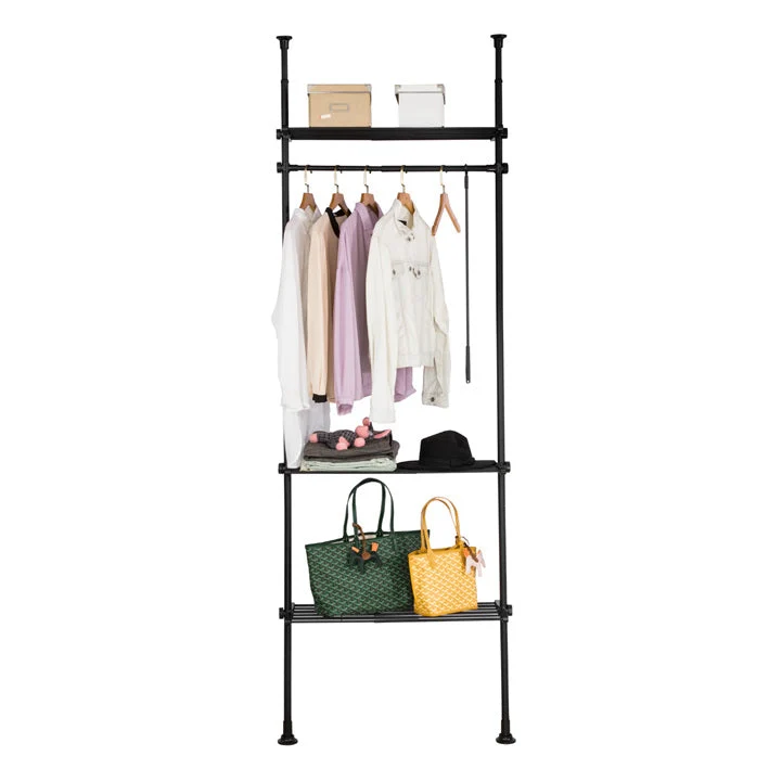 SoBuy KLS07-SCH Teleskopický stojan Teleskopický šatní systém Nastavitelný stojan na šaty Š (52-80) x V (233-300) cm