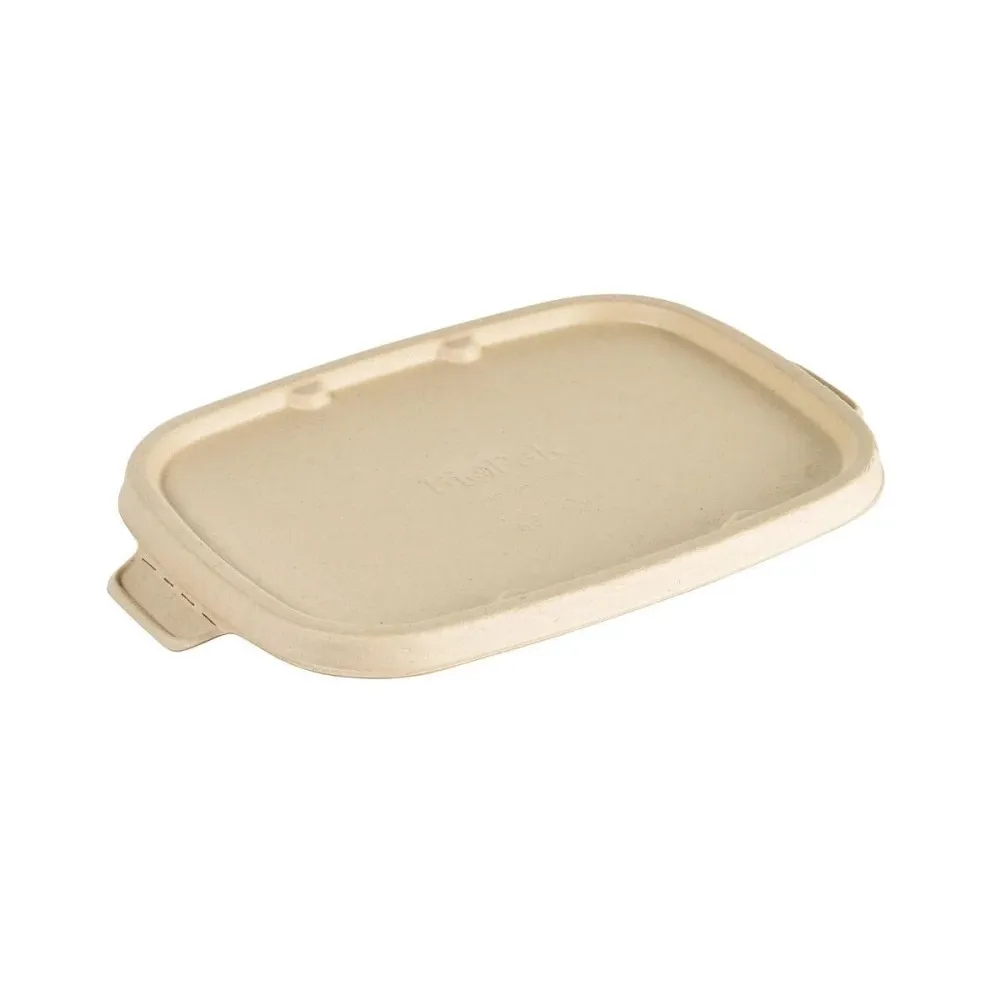 Auslaufartikel: Bagasse Deckel CUBE RECTANGULAR 900/1200 ml Braun Uncoated Bagasse 249x167x13 | Packung (40 Stück)