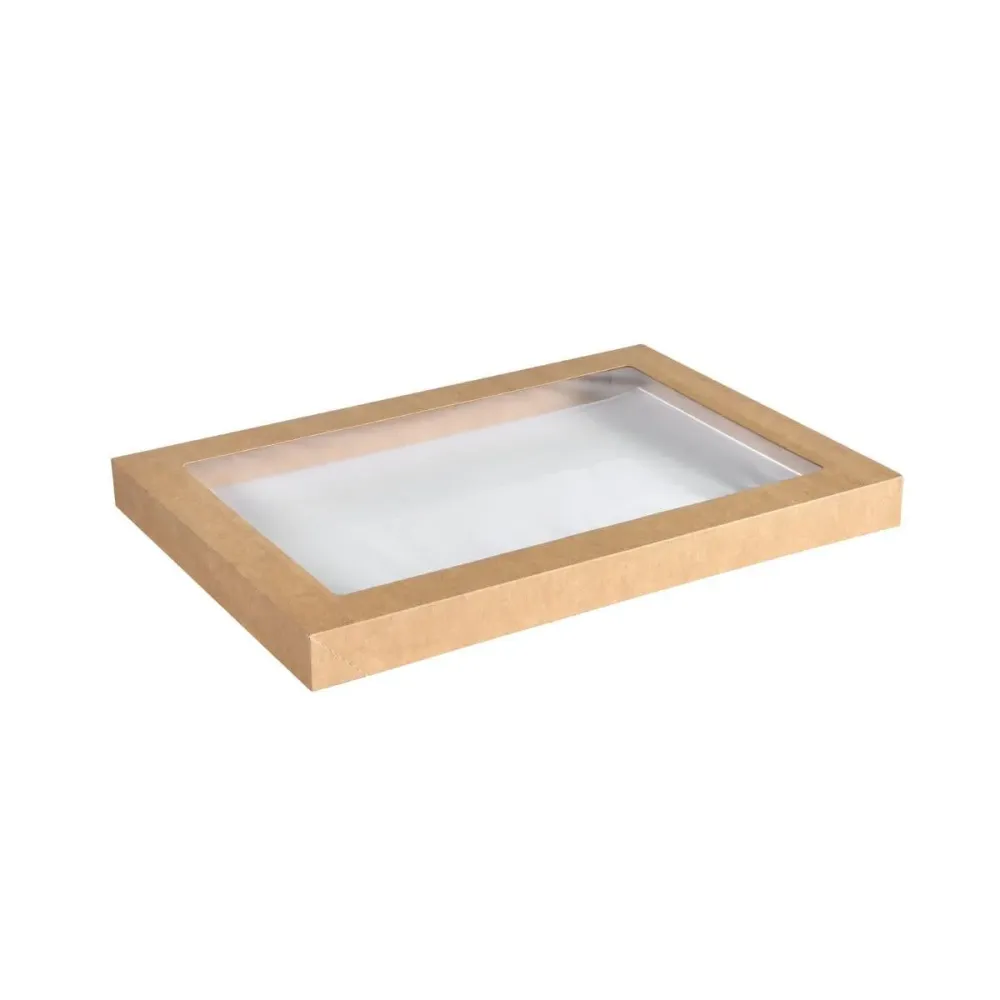 Catering lid Cardboard / PLA brown, medium brown paper 364x255 | Pack (100 pieces)