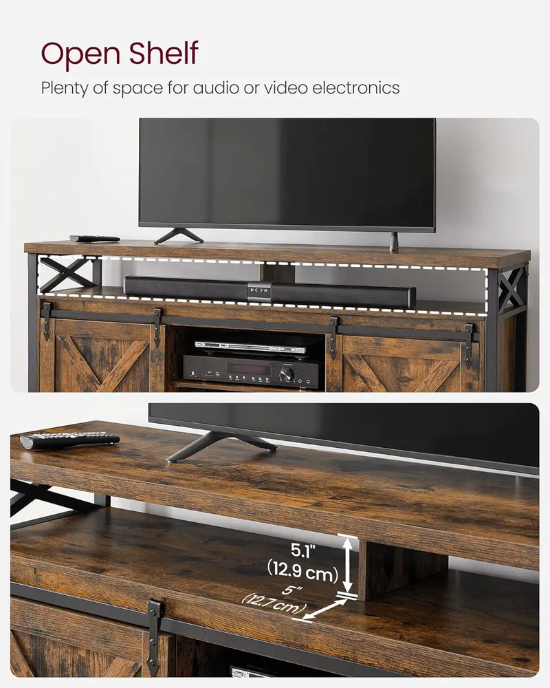 TV stolek, kovový rám, rustikální hnědá černá